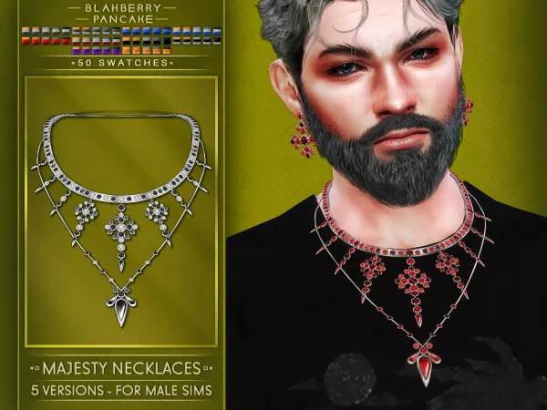 Alpha Majesty Necklaces M (5 versions) Blahberry Pancake - The Sims 4 Custom Content