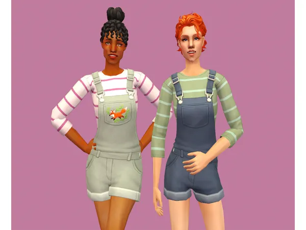 Cottage Core Living Short Overalls - The Sims 2 Custom Content