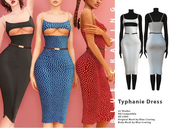 Alpha Typhanie Dress by Blue Craving - The Sims 4 Custom Content