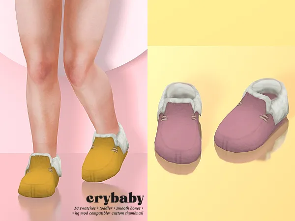 Maxis Match crybaby holiday slippers (rubybird) toddler f - The Sims 4 Custom Content