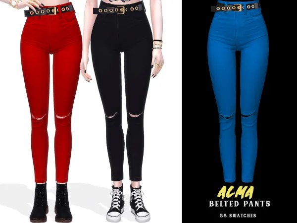 Alpha Alma Belted Pants - The Sims 4 Custom Content