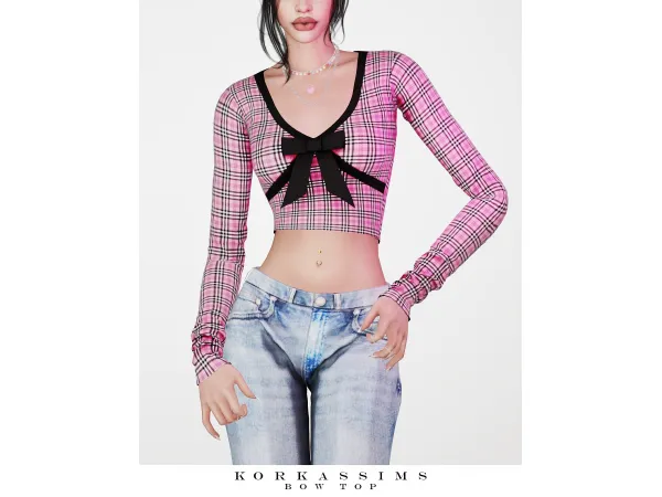 Alpha Bow top by korkassims - The Sims 4 Custom Content