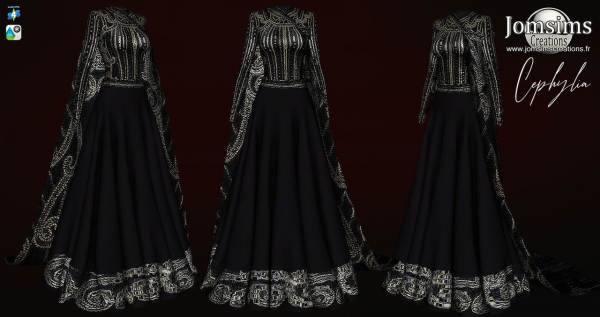 Alpha Cephyliase Robe Avec Cape by jomsims - The Sims 4 Custom Content