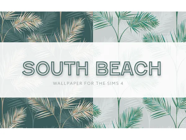 Mix South Beach Palm Wallpaper by SimPlistic - The Sims 4 Custom Content