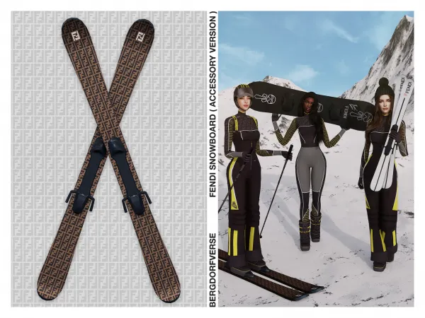 Alpha Fendi Monogram Skis ( Accessory ) - The Sims 4 Custom Content