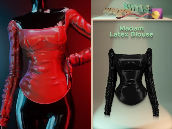 Alpha Madam Latex Blouse by v1s4g3 - The Sims 4 Custom Content