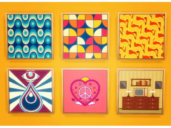 Maxis Match Groovy Dude A pack of retro pictures42932493155855 - The Sims 4 Custom Content