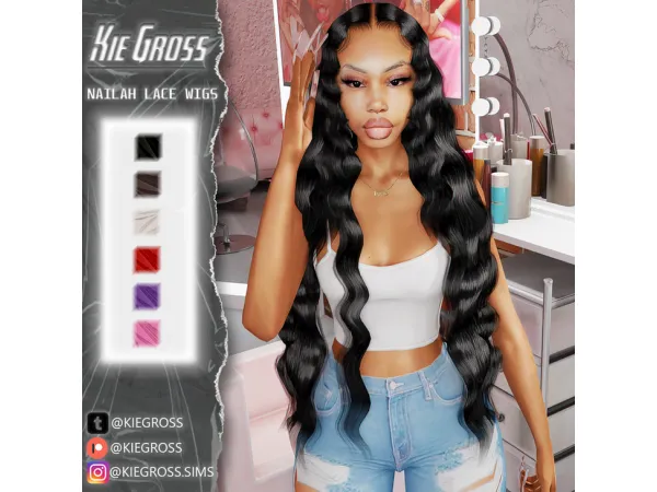 Alpha Kiegross_Kailah Lace Wig - The Sims 4 Custom Content