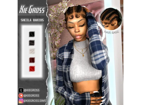 Alpha Kiegross_ Sheila braids - The Sims 4 Custom Content