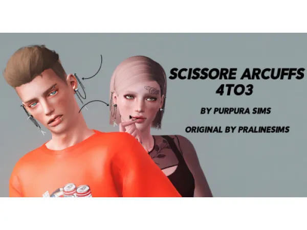 [4to3] Scissor Earcuffs_by PurpuraSims - The Sims 3 Custom Content