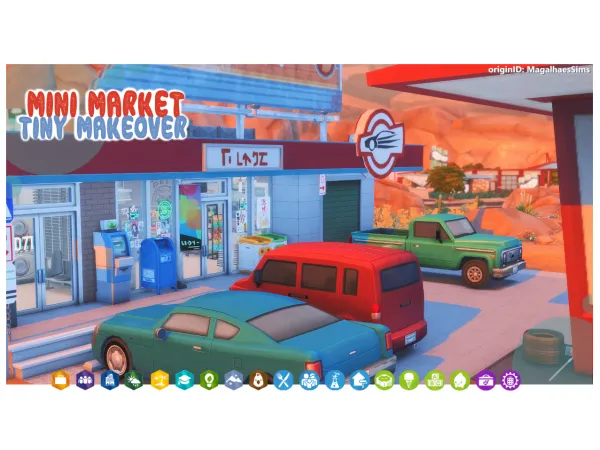 Maxis Match SANDTRAP GAS STATION MINI MARKET TINY MAKEOVER - The Sims 4 Custom Content