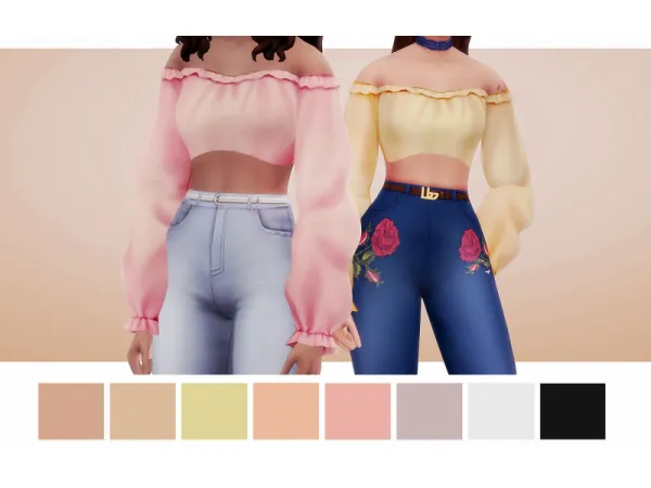 Maxis Match [catplnt] ruffle croptop recolor - The Sims 4 Custom Content