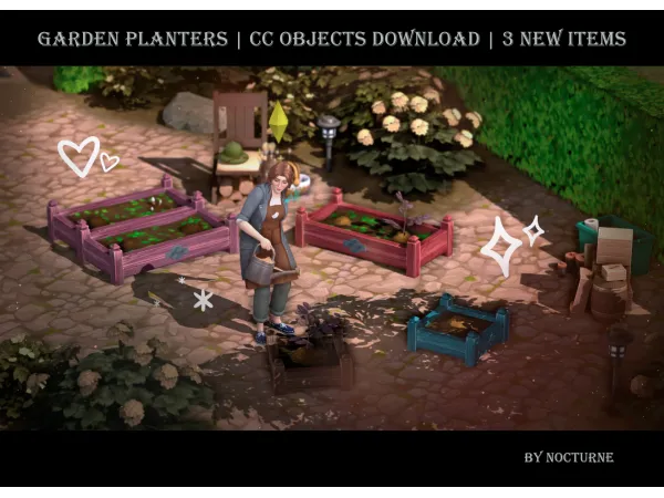 Maxis Match Garden Planters objects download by The Nocturne - The Sims 4 Custom Content