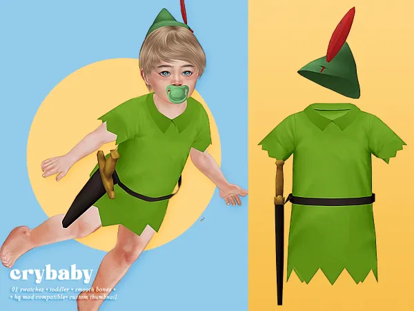 Maxis Match crybaby peter pan cloth hat toddler m - The Sims 4 Custom Content