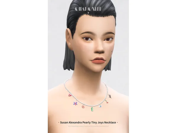 Alpha Susan Alexandra Pearly Tiny Joys Necklace by Charonlee SIMS - The Sims 4 Custom Content