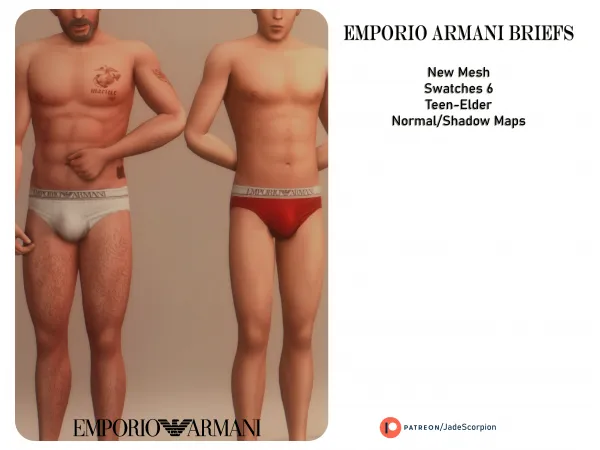 Maxis Match Armani Briefs Sims by Jade Scorpion JS - The Sims 4 Custom Content