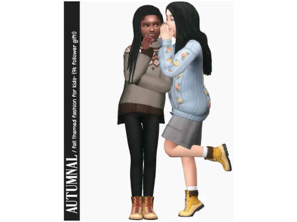 autumnal; fall themed fashion for child sims! 🍂
