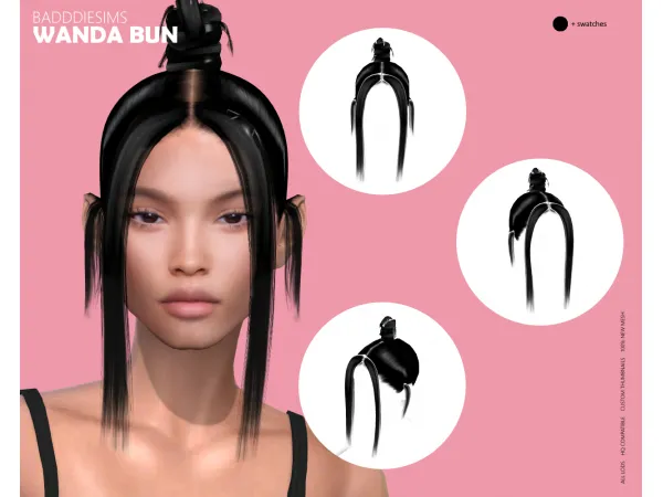 Alpha WANDA BUN by BADDDIESIMS - The Sims 4 Custom Content