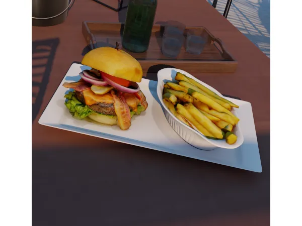 Alpha Bacon Cheeseburger Fries by simsfinds - The Sims 4 Custom Content