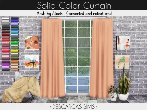 Alpha Solid Color Curtain by descargassims - The Sims 4 Custom Content