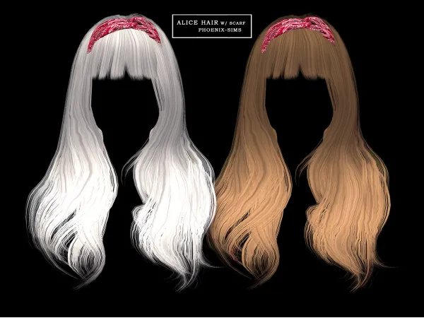 Alpha Alice Hair with Scarf - The Sims 4 Custom Content