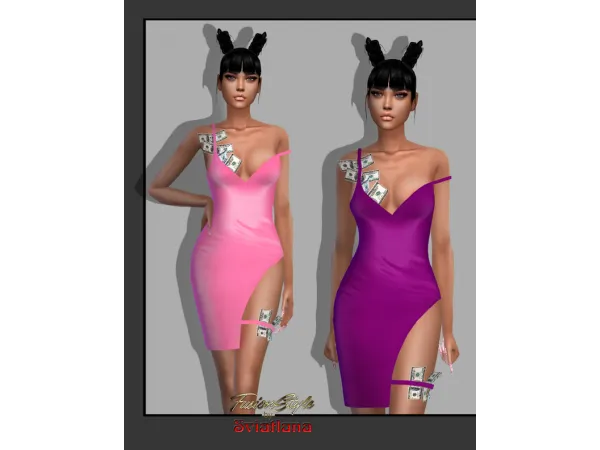 Alpha Dress with dollars by fusionstylesims4 - The Sims 4 Custom Content