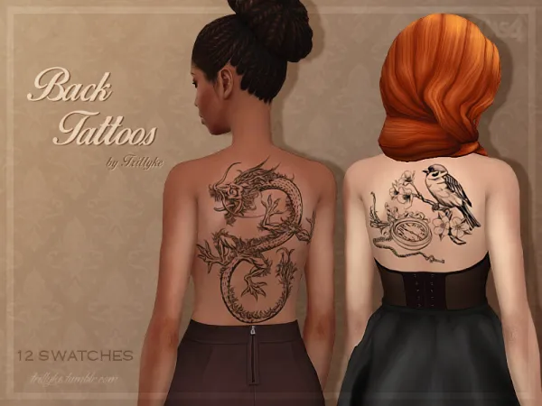 Mix BACK TATTOOS - The Sims 4 Custom Content
