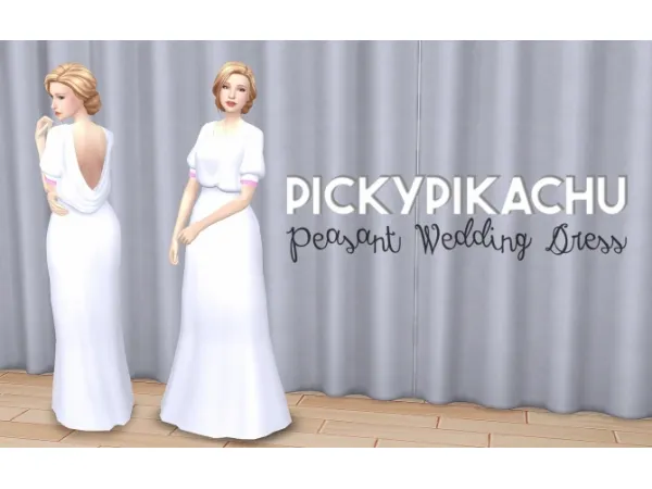 Maxis Match Peasant Wedding Dress at Pickypikachu - The Sims 4 Custom Content