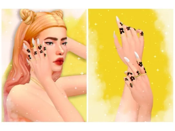 Mix flowers hand tattoos by kiwigum - The Sims 4 Custom Content