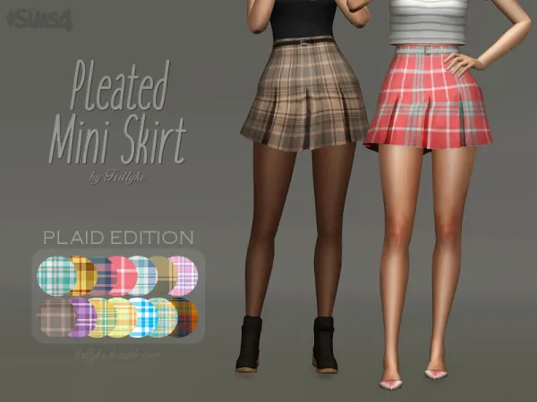 Maxis Match PLEATED MINI SKIRT PLAID EDITION - The Sims 4 Custom Content