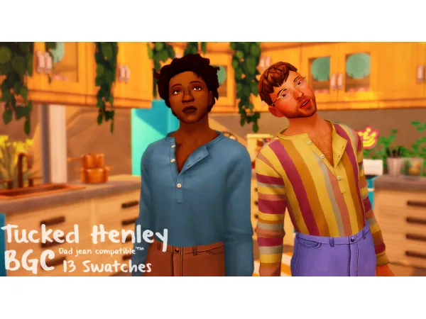 Maxis Match Tucked Henley - The Sims 4 Custom Content