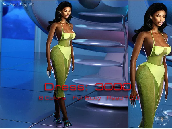 Alpha PLASTICsimz Collection 3000(DRESS ONLY) - The Sims 4 Custom Content