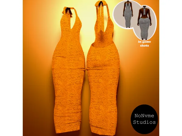 Alpha Knit Halter Dress - The Sims 4 Custom Content