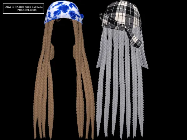 Alpha Dea Braids with Bandana - The Sims 4 Custom Content
