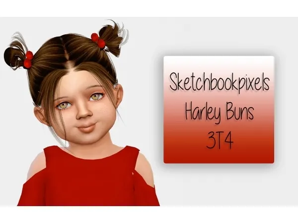 Alpha Sketchbookpixels Harley Buns 3T4 - The Sims 4 Custom Content