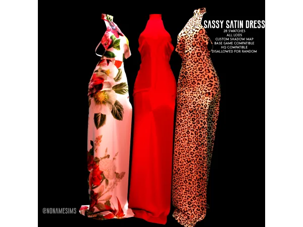 Alpha Sassy Satin Dress by simsfinds - The Sims 4 Custom Content
