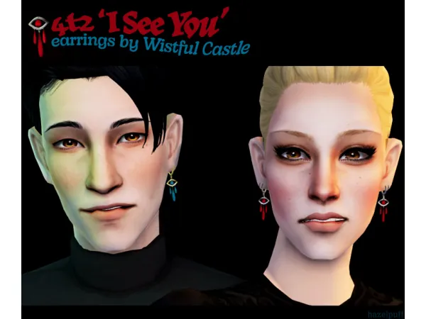 WistfulPoltergeistISeeYouEarrings 4t2 by hazelpuff - The Sims 2 Custom Content
