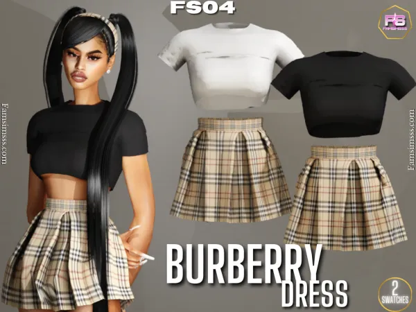 Alpha Burberry Dress Dress FS04 by FamSimsss - The Sims 4 Custom Content