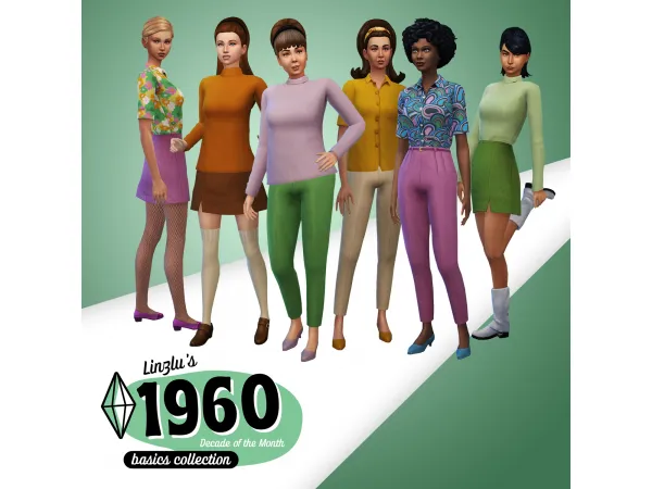 Maxis Match 1960 Basics Collection by linzlu - The Sims 4 Custom Content