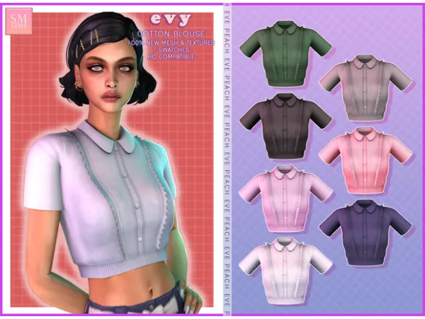 Alpha evy cottonblouse by MYOBI - The Sims 4 Custom Content