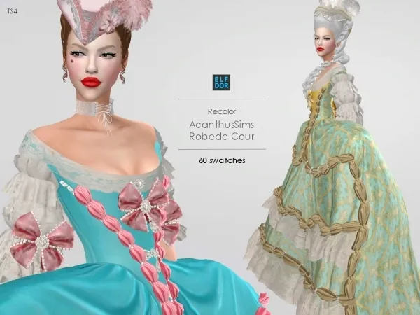 Alpha AcanthusSims Robe de Cour RC by elfdor - The Sims 4 Custom Content