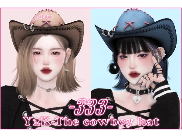 Alpha 333Y2K The cowboy hatfemale by san33sims - The Sims 4 Custom Content