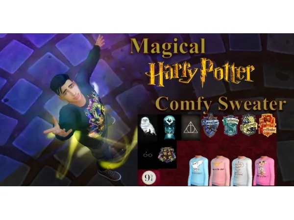 Maxis Match Magical Harry Potter Comfy Sweater - The Sims 4 Custom Content