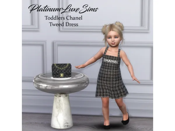 Alpha Toddlers Chanel Tweed Dress by PlatinumLuxeSims - The Sims 4 Custom Content