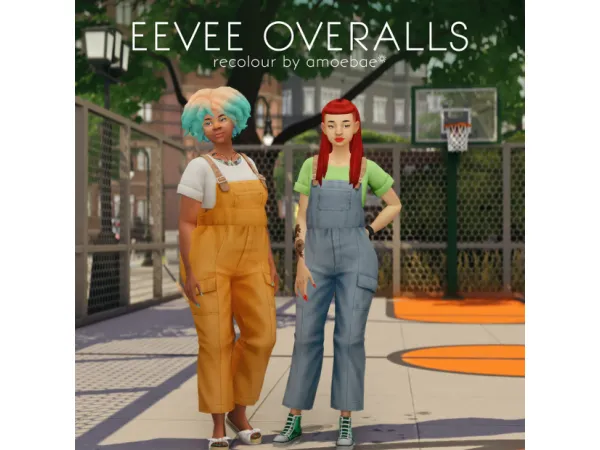 Maxis Match EEVEE OVERALLS by amoebae - The Sims 4 Custom Content