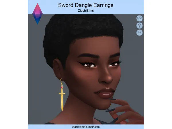 Maxis Match Sword Dangle Earrings - The Sims 4 Custom Content