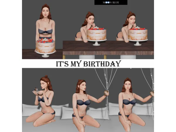Mix It's my Birthday Moon Blue by moonbluets4 - The Sims 4 Custom Content