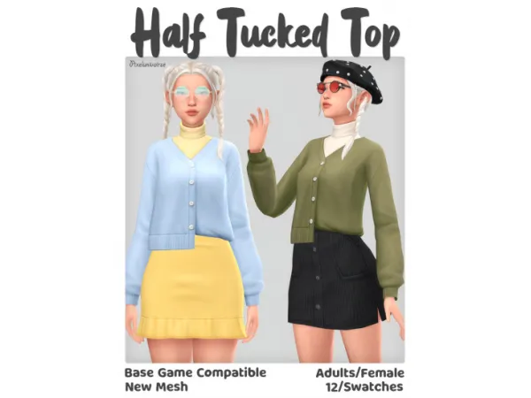 Maxis Match pixelunivairse Half Tucked top - The Sims 4 Custom Content