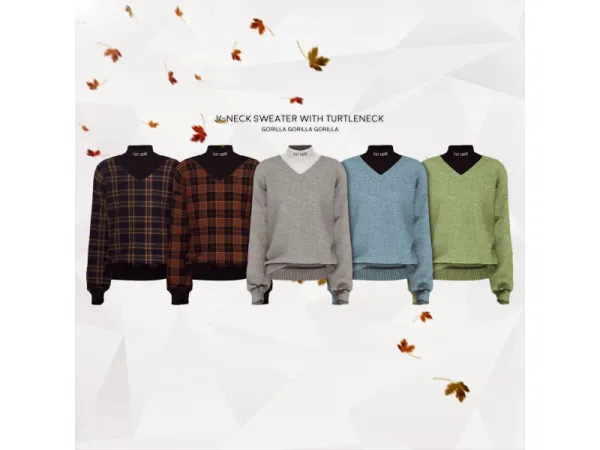Alpha V Neck Knit with Turtleneck by gorillax3 - The Sims 4 Custom Content