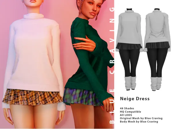 Alpha Neige Dress by bluecraving - The Sims 4 Custom Content